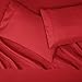 Amazon Basics Kid's Soft Easy-Wash Lightweight Microfiber 4-Piece Sheet Set, Full, Red, Solid