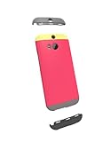 HTC Double Dip Case for HTC One (M8) - Retail Packaging - Yellow/Raspberry Rose/Grey