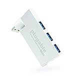 Plugable USB Hub, Rotating 4 Port USB 3.0 Hub, Powered USB Hub (Compatible with Windows, macOS & Linux, USB 2.0 Backwards Compatible)