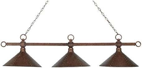 Designer Classics 3-Light Billiard/Island In Antique Copper With Hand Hammered Iron Shades