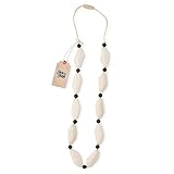 Fox and Finn 'Sophia' Silicone Teething Necklace for Babies | Safety Knotted Silk Rope | Does Not Pull Out Hair | 14 Inch Drop (coconut)