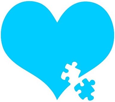 Dixies Decals Autism Awareness Heart Puzzle 4" Wide Light Blue Vinyl Decal Sticker Car Truck Window Laptop Flat Surface