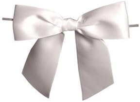 Harvest Imports12 Pack of 3" White Satin Pre-Tied Bow with Wire Twist Included