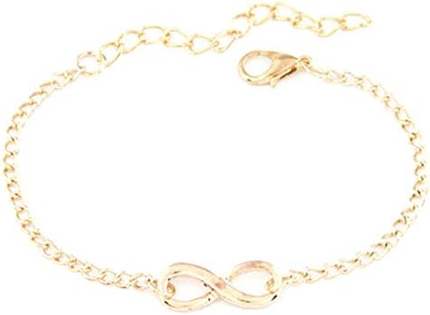 YeLinjn Unusual Thin Chain Simple Shape Silver Ankle Bangle Chain Bracelet Jewelry Lovely Infinite Bracelet Chain for Women & Girls