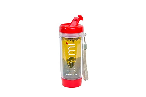 FRUIT INFUSER Water Bottle Tumbler with a Lid | 100% BPA FREE | Our Best Infusion Bottles for Infused Fruit, Smoothies, Tea, and Coffee | Double Walled Mug, Hot & Cold (13.5 Ounces, Red) - Thumbnail 3