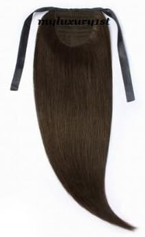 1 Remy Monolace Ponytail 20" Human Hair Extension Weave Chocolate Brown 80 Grams