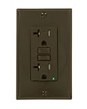 Leviton X7899 SmartlockPro Slim GFCI Tamper-Resistant Receptacle with LED Indicator, 20-Amp, Brown