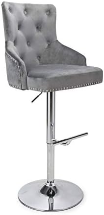 xpress delivery Rocco Brushed Velvet Grey Bar Stool