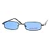 SA106 Small Mens Rectangular Metal Rim Classic Color Lens Sunglasses Gunmetal Blue