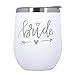 Bride - 12 oz Stainless Steel Wine Tumbler with Lid (White and Silver) - Bride Gift, Wedding Gift, Engagement, Bride To Be