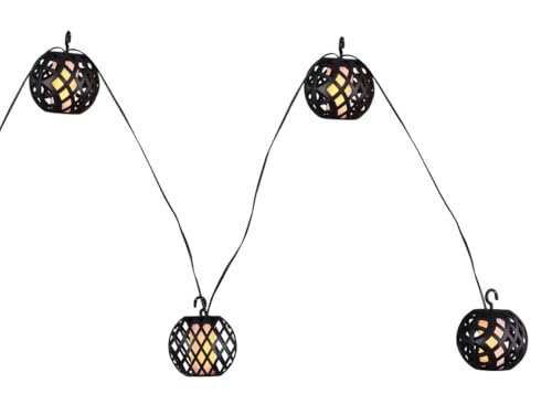 WatioWave Guirnalda Solar de Plástico Negro 4.1m con 98 LED 1700K IP44, ideal para iluminar jardines y decoraciones exteriores.