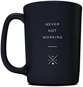 Coffee Mug 15oz – Never Not Working Ceramic Funny Coffee Mugs - Great Birthday Gift For Dad Son Daughter Grad Motivational and Inspirational Stain Resistant Mug