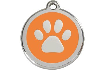 Red Dingo Custom Engraved Dog ID Tag - Paw Print Small/Orange