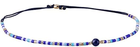Mix Blue Seed Beaded, Black String Friendship Bracelets with Blue Sodalite Stone