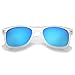 Matte Frosted Frame Reflective Colored Mirror Lens Horn Rimmed Sunglasses 54mm (Frost/Blue Mirror)