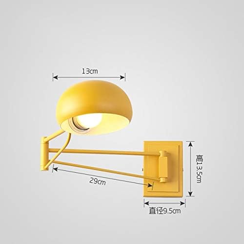 Industrial Flexible Metal Wall Lamp Fixture Wall Mounted Light for Bedroom Bedside Living Room Study Indoor Lighting,Yellow,with Switch Plug cor