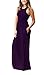 Women's Sleeveless Racerback Loose Plain Maxi Dresses Casual Long Pockets Dress Purple S