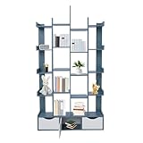 LOHISHILO 5 Tier Bookshelf Tall Bookcase Storage