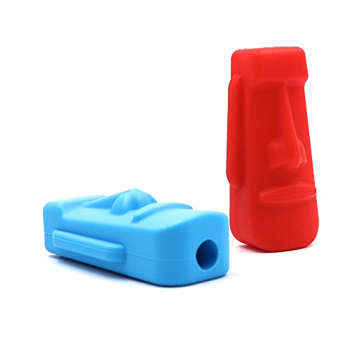 V-TOP Sensory Chew Pencil Toppers Fidget Biting Teething Tubes Toys for Autism & Oral Motor Special Needs Kids, Chewable Teether for ADHD Children - 2 Pack (Red&Blue)