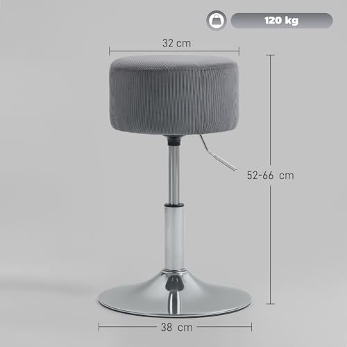 360° Drehbarer Barhocker höhenverstellbar 52-66 cm, Grau