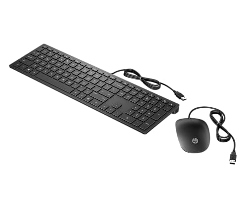 HP Pavilion 400 Bundle (4CE97AA) Tastatur und Maus mit Kabel (QWERTY, 1.600 dpi, USB-Kabel, 3 Tasten, Scrollrad) schwarz