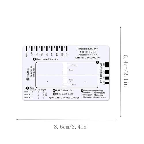 Transparent Ecg Ruler/Card, Transparent Ecg Ruler Card, Ecg/Ekgs Made Easy By Following A 7 Step Plan, Ekg Calipers Measuring Tool, Ideal For Students, Paramedics, Emt'S, Nurses 1PC (A)