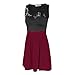 SUNNOW Womens Summer Sleeveless Lace Top Short Skater Pleated Dress Party Mini Dress (M, Wine Red)