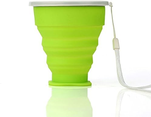 Fuyamp Collapsible Travel Mug 8 Ounce Foldable Silicone Cup Unique Camping Travelling Accessory Green