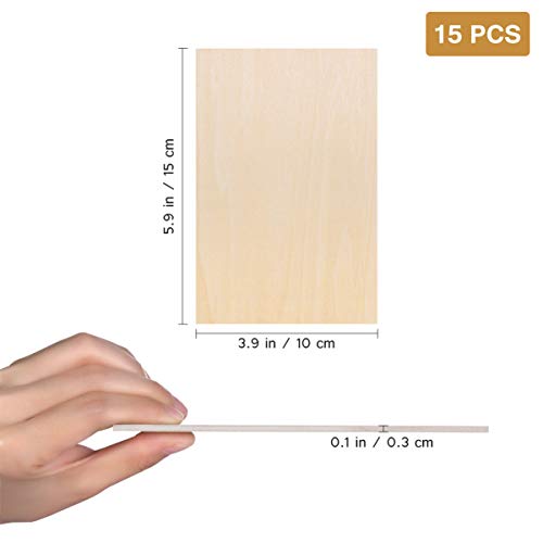 HEALLILY 15 Stück Rechteck Holzscheiben Unvollendete Holzplatten Zeichenbrett Holzplättchen für DIY Basteln Kunst… – Bild 3