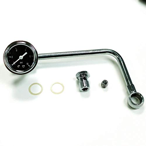 Pirate Mfg Single Feed Chrome Fuel Line Edelbrock/Carter 3/8" Inlet W/Black Gauge