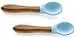 Avanchy Baby Spoons Bamboo and Silicone Set, Self Feeding Food Utensils, 4 Months Baby Led Weaning, 2 Pack Blue