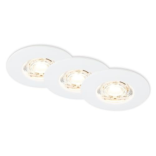 BRILONER – 3er Set LED Einbaustrahler 230V, LED Strahler Badezimmer IP44, Deckenstrahler, Spots, Deckenspots flach, Weiß