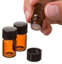 Amber Vials for Essential Oils 2 ml (5/8 dram) Amber Glass Essential Oil Bottle with Orifice Reducer and cap- 48 pack