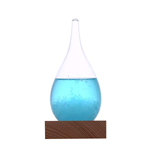 YFancy Weather Bottle, Storm Glass Weather Predictor - Nordic Style Creative Fashion Home and Office Decorative Weather Glass Bottle Crystal Drop Water Shape Glass Decor Home Gift (Blue)