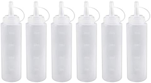 LANSEYQO 6pack Plastic Squeeze Squirt Condiment Bottles 8 oz with Twist on Cap for Dispensers Ketchup Mustard BBQ and Crafts