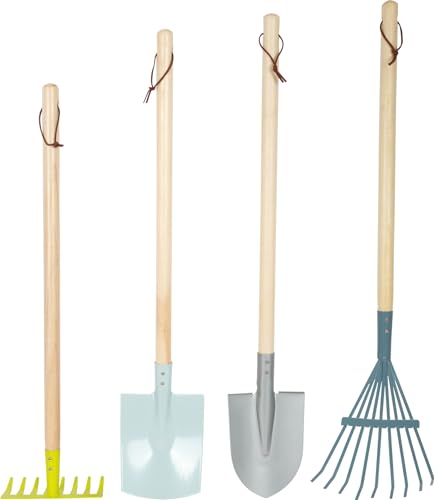 small foot Gardening Tool Set made of wood & metal, garden toy for kids aged 3+ years in modern colours, 12389