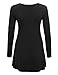 Lock and Love LL WT767 Womens Long Sleeve Scoop Neck Trapeze Tunic L BLACK