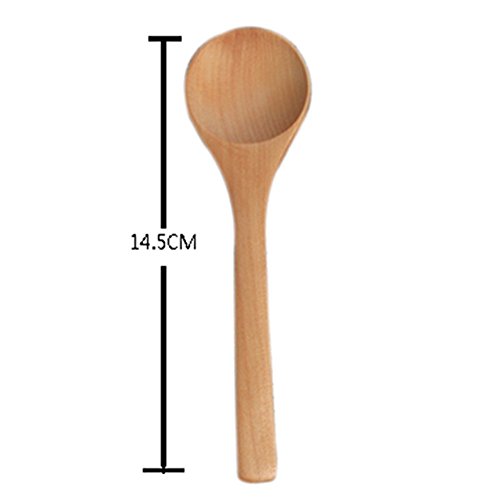 Freedi Wooden Spoons Small Condiment Spoon Honey Coffee Tea Seasoning Sugar Salt Jam Mustard Ice Cream Soup Spoons Tableware Kitchen Utensils Tools 14.5 x 3.6cm,Pack of 10 Pcs