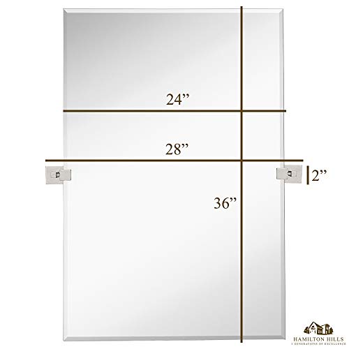 Hamilton Hills Pivot Wall Mirror with Brushed Chrome Brackets Frameless Bathroom Mirror