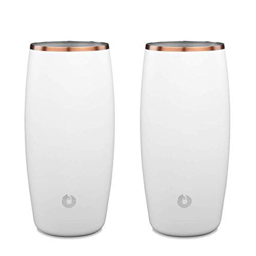 SNOWFOX Insulated Stainless Steel Stemless 16.9 oz. Beer Glass, Set of 2, White/Gold