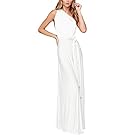 IWEMEK Women Transformer Infinity Evening Dress Multi-Way Wrap Convertible Halter Maxi Floor Long Dress High Elasticity