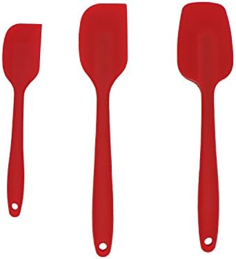 iGraver Silicone Spatula Set Heat Resistant, 3 Versatile Gadgets for Cooking, Baking and Mixing, Seamless Design, Red