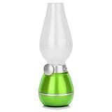 Arestech Retro Kerosene Oil Lamp Style Dimmable / Blowing Control 0.4W 3-LED 450mAh Rechargeable Nightlight / Lantern / Night Lamp for Reading, Outdoor Camping, Romantic Dinner, Fishing Color Green