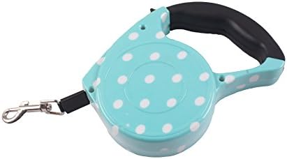 Gefry 16.5 Feet Long Nylon Retractable Dog Leash Dot Style Easy to Grip Handle for Dogs up to 80 lbs (Blue Dot)