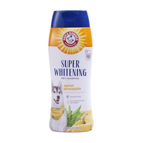 ARM & HAMMER FOR PETS BRIGHTENING DOG SHAMPOO, 20OZ SWEET PINEAPPLE SCENT | PROFESSIONAL QUALITY DOG WHITENING SHAMPOO, FREE OF SODIUM LAURYL SULFATE & PARABENS | ARM & HAMMER DOG SHAMPOOS