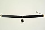 Black Elegant Retro Gothic Lolita Rhinestone Velvet Lace Pendant Necklace Choker