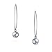 Minimalist Geometric Linear Long Ear Wire Threader Ball Drop Earrings For Women Teen .925 Sterling Silver