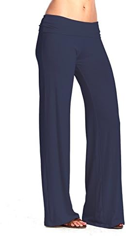Eliechi Stylish Palazzo Pants - Made in USA (Medium, Navy)