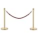Goplus 6Pcs Stainless Steel Stanchion Posts Queue Pole Retractable 4 Ropes Crowd Control Barrier with 5Ft Red Velvet Rope, Gold