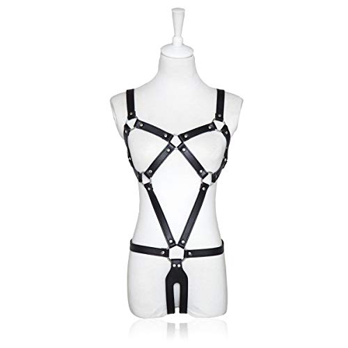 Adult Sexy Chastity Pants PU Leather Body Harness for Women – Fetish Slave BDSM Bondage Restraints Chastity Belt for Night Club,Pu
